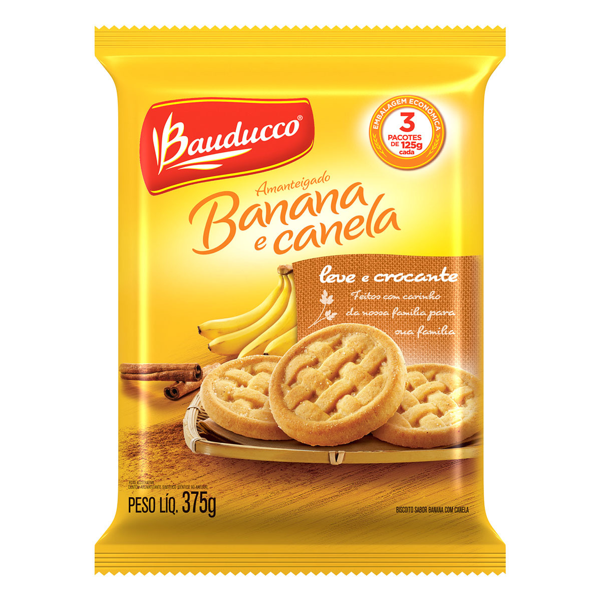 Biscoito Bauducco Banana Com Canela 375G - Central Supermercados